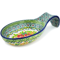Polish Pottery 7" Spoon Rest. Hand made in Poland. Pattern U4838 designed by Teresa Liana.