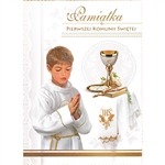 Polish First Communion Card - This card is beautifully embellished with shimmering detail appropriate for a boy.