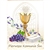 Polish First Communion Card - This card is beautifully embellished with shimmering detail around the chalice and on the flowers and grapes