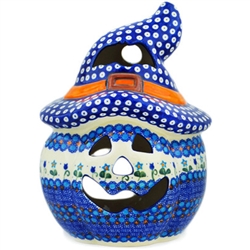 Polish Pottery 14" Pumpkin Jack-O'Lantern. Hand made in Poland.