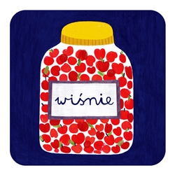 This cork backed coaster features the Polish Wisnie (Cherries). Coated with plastic for long wear and easy cleanup.