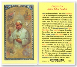 Polish Art Center - St John Paul II - Holy Card.  Plastic Coated. Picture and prayer is on the front, text is on the back of the card.