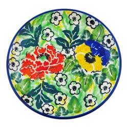 Polish Pottery 4" Plate. Hand made in Poland. Pattern U4705 designed by Maria Starzyk.