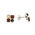 Multi Color Amber Sterling Silver Stud Earrings. Amber stones set in .925 sterling silver. The shapes of the stones are round and square. The colors of amber are cognac, green and citrine. Made of genuine natural Baltic amber imported from the Baltic regi