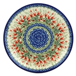 Polish Pottery 10" Dinner Plate. Hand made in Poland and artist initialed.