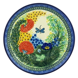 Polish Pottery 10" Dinner Plate. Hand made in Poland. Pattern U4612 designed by Teresa Liana.