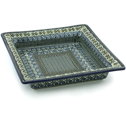 Polish Pottery 12" Square Platter. Hand made in Poland. Pattern U924 designed by Maryla Iwicka.