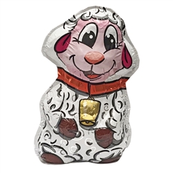 Milk Chocolate Easter Sheep with decorated foil. Made in Poland.   Size is approx 4" H  x  2.5" W x 1.5" L   Perfect for the Easter table and as a gift.