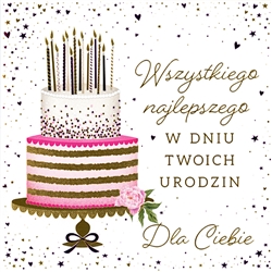 High quality, thick stock was used to make this card.
The candles rims on the cake and hearts and stars are in shiny hot pink as well as the gold shiny text on the front of the card.