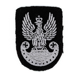 Embroidered silver Polish Eagle on a black background. Iron on or sew it  on patch.