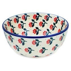 Polish Pottery 5" Ice Cream Bowl. Hand made in Poland and artist initialed.