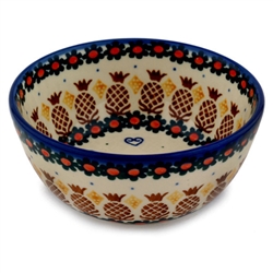 Polish Pottery 5" Ice Cream Bowl. Hand made in Poland and artist initialed.