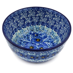 Polish Pottery 5" Ice Cream Bowl. Hand made in Poland. Pattern U3639 designed by Maria Starzyk.
