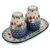 Polish Pottery 7" Salt and Pepper Set. Hand made in Poland and artist initialed.