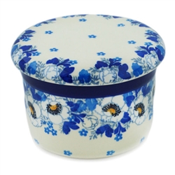 Polish Pottery 4.5" European Butter Crock. Hand made in Poland and artist initialed.