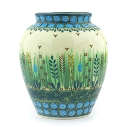 Polish Pottery 5" Vase. Hand made in Poland. Pattern U803 designed by Krystyna Dacyszyn.