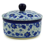 Polish Pottery 5" Round Butter Dish. Hand made in Poland and artist initialed.