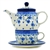 Polish Pottery 16 oz. Personal Teapot Set. Hand made in Poland and artist initialed.