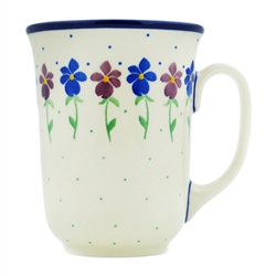 Polish Pottery 16 oz. Bistro Mug. Hand made in Poland and artist initialed.