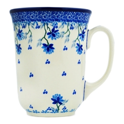 Polish Pottery 16 oz. Bistro Mug. Hand made in Poland and artist initialed.