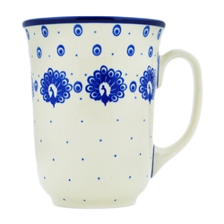 Polish Pottery 16 oz. Bistro Mug. Hand made in Poland and artist initialed.