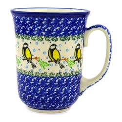 Polish Pottery 16 oz. Bistro Mug. Hand made in Poland and artist initialed.