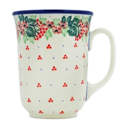 Polish Pottery 16 oz. Bistro Mug. Hand made in Poland and artist initialed.