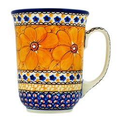 Polish Pottery 16 oz. Bistro Mug. Hand made in Poland. Pattern U408B designed by Jacek Chyla.