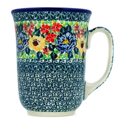 Polish Pottery 16 oz. Bistro Mug. Hand made in Poland. Pattern U4664 designed by Teresa Liana.