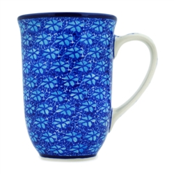 Polish Pottery 17 oz. Bistro Mug. Hand made in Poland and artist initialed.