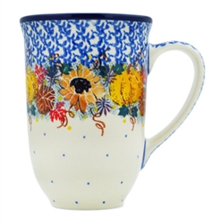 Polish Pottery 17 oz. Bistro Mug. Hand made in Poland. Pattern U4741 designed by Maria Starzyk.