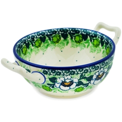 Polish Pottery 5" Bouillon Cup. Hand made in Poland and artist initialed.