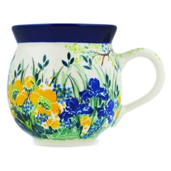 Polish Pottery 11 oz. Bubble Mug. Hand made in Poland. Pattern U4879 designed by Maria Starzyk.