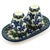 Polish Pottery 7" Salt and Pepper Set. Hand made in Poland and artist initialed.