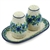 Polish Pottery 7" Salt and Pepper Set. Hand made in Poland and artist initialed.