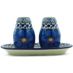 Polish Pottery 7" Salt and Pepper Set. Hand made in Poland. Pattern U408 designed by Jacek Chyla.