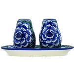 Polish Pottery 7" Salt and Pepper Set. Hand made in Poland. Pattern U1473 designed by Maryla Iwicka.