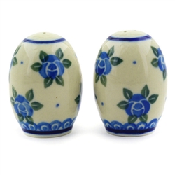 Polish Pottery 2" Salt and Pepper Set. Hand made in Poland and artist initialed.