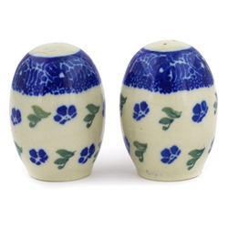 Polish Pottery 2" Salt and Pepper Set. Hand made in Poland and artist initialed.
