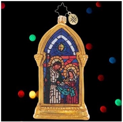 All is calm, all is bright. The peaceful glow of a nativity scene and the Christmas star are captured by this stunning stained-glass motif within a gilded frame.
DIMENSIONS: 5 in (H) x 2.75 in (L) x 1.25 in (W)