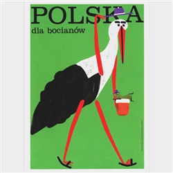 Post Card: Poland for Storks - Polska dla bocianow designed by Jakub Zasada in 2020  It has now been turned into a post card size 4.75" x 6.75" - 12cm x 17cm.