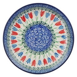 Polish Pottery 8" Dessert Plate. Hand made in Poland and artist initialed.