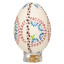These beautifully designed and executed naturally speckled turkey eggs are hand made by our Polish folk artist from Torun, Poland. The technique used is called wax embossing which is similar to the batik method of decorating pisanki using several layers