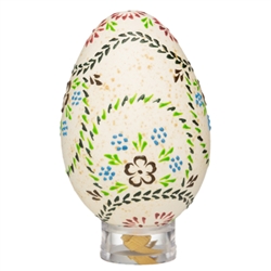 These beautifully designed and executed naturally speckled turkey eggs are hand made by our Polish folk artist from Torun, Poland. The technique used is called wax embossing which is similar to the batik method of decorating pisanki using several layers