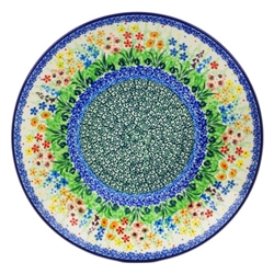 Polish Pottery 10" Dinner Plate. Hand made in Poland. Pattern U4893 designed by Teresa Liana.