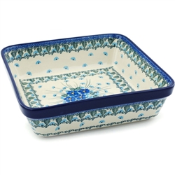 Polish Pottery 10" Square Baker. Hand made in Poland. Pattern U4992 designed by Maria Starzyk.