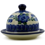 Polish Pottery 4" Round Butter Dish. Hand made in Poland and artist initialed.