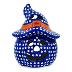Polish Pottery 10" Pumpkin Jack-O'Lantern. Hand made in Poland and artist initialed.