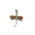 Cognac Amber Sterling Silver Dragonfly Pendant. Marquise-shape amber stones set in .925 sterling silver. Genuine Baltic amber pendant Size Approx 1" x 0.75"