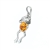 Cognac Amber Sterling Silver Bird On Twigs Pendant. Cognac amber stones set in .925 sterling silver. Genuine Baltic amber pendant jewelry. Size Approx 0.35" x 1.25"